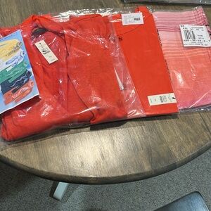 Talbots Spicy Orange Flyaway Cardigan and Shell Tops and Ombre Scarf Set Size MP